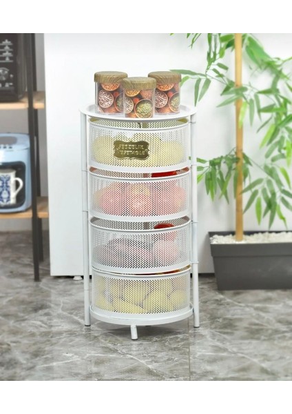 4 Katlı Metal Açılır Kapanır Paslanmaz Sebzelik