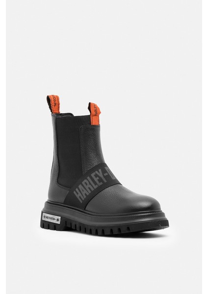 Nefud Siyah Baskılı Deri Kadın Bot Postal Ayakkabı