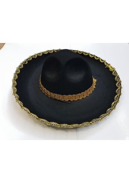 Altın Renk Şeritli Meksika Mariachi Latin Şapkası 55 cm Çocuk modelleri