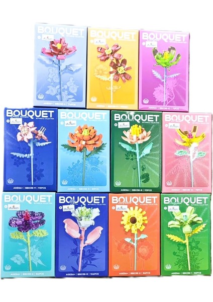 1 Adet Çiçek Yapı Blokları, Vazoluk Çiçek, Oyuncak Yapı Blokları (Random)