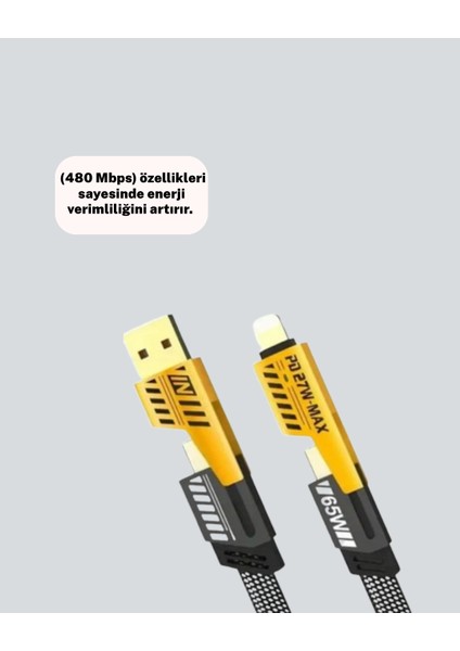 Yüksek Hızlı 65W Güç Çıkışlı Çoklu Cihaz Uyumlu Şarj Kablosu - ME001W-51KAV6 fırsatları
