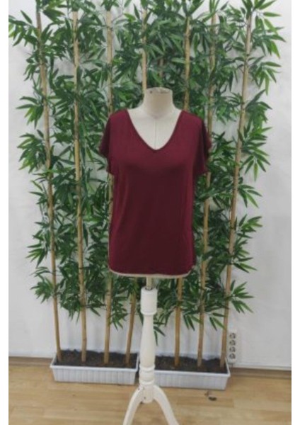 Sırtı Kurdele Detaylı Viskon Bluz - Bordo modelleri