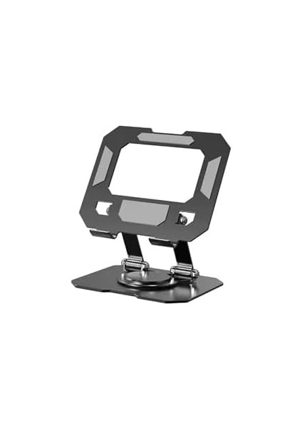 360 Derece Sonsuz Pozisyonda Dönebilen Katlanabilir Metal Alaşımlı Yükseklik ve Açı Ayarlı Kaydırmaz Telefon ve Tablet Standı (Siyah Tablet Standı 162)