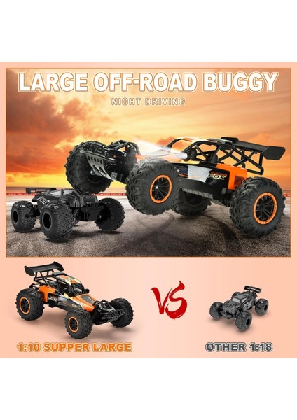 Uzaktan Kumandalı Şarjlı Işıklı Dev Buggy Off Road Yüksek Hızlı 15/km Yapan Arazi Arabası 40CM indirimleri