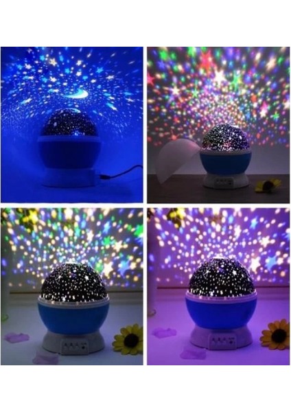Mor Dönen Renkli Ay Yıldızlı Gökyüzü Yansıtmalı Projeksiyon Gece Lambası Çocuk Bebek Parti Odası modelleri