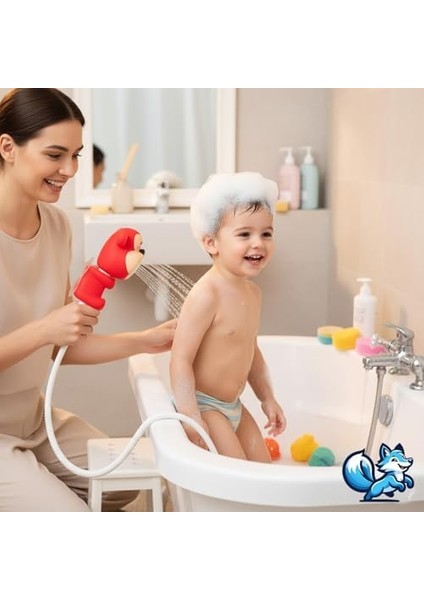 Sevimli Hayvan Figürlü Bebek Duş Başlığı – Annelerin Yardımcısı Eğitici Banyo Oyuncağı, Kolay Kurulum, El-Göz Koordinasyonu Geliştirici, Çocuklar Için Renkli ve Eğlenceli