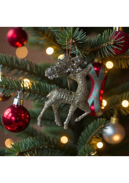 Yılbaşı Gold Simli Geyik Figürü