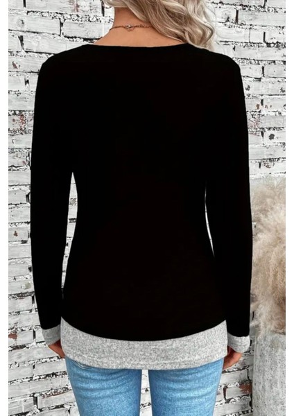 Yuvarlak Yaka Yandan Düğmeli Viskon Bluz - Siyah fiyatları
