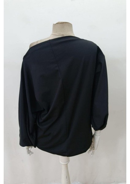 Kayık Yaka Salaş Kesim Sandy Bluz - Siyah fırsatları