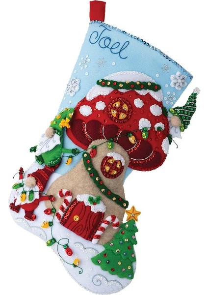 Bucilla, Gnome Christmas 45,72 cm Keçe Aplike Çorap Yapma Kiti, Kendin Yap Tatil Iğne Noktası Sanatları ve El Sanatları Için Mükemmel, 89473E