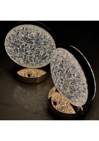 Yuvarlak Kristal Dekoratif 3 Mod Renkli Masa Lambası Dokunmatik Dimerli LED Gece Işığı fiyatları
