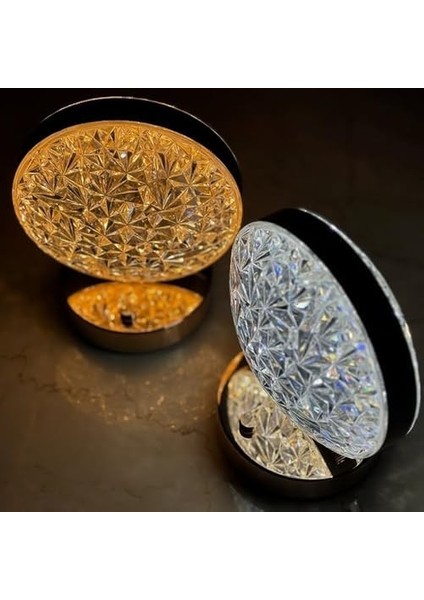 Yuvarlak Kristal Dekoratif 3 Mod Renkli Masa Lambası Dokunmatik Dimerli LED Gece Işığı modelleri