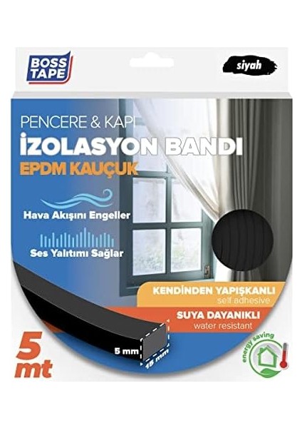 Epdm Kauçuk Pencere Kapı Izolasyon Bandı Siyah 5mm x 15MM x 5mt fiyatları