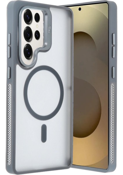 Samsung Galaxy S25 Ultra Flet Lens Magsafe Kapak - Gri modelleri