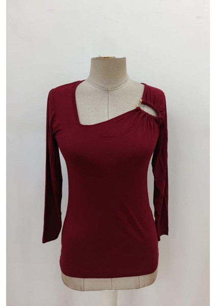Halka Detaylı Viskon Bluz - Bordo fırsatları