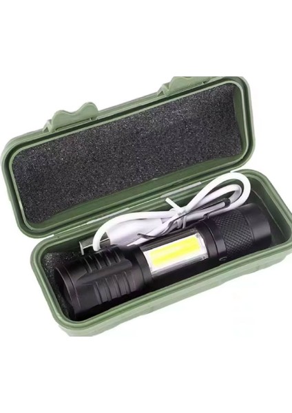 Taktik El Feneri USB Şarj Edilebilir Kamp Feneri Cob Zumlanabilir Mini Taşınabilir El Feneri WS-5454
