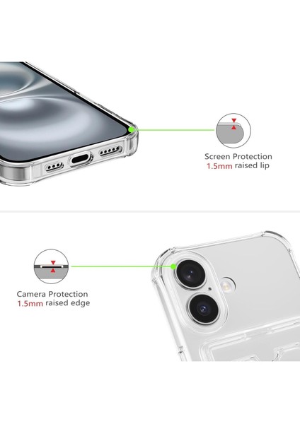 Apple iPhone 14 Kılıf Kartlıklı Anti Şok Korumalı Şeffaf Silikon Pembe fırsatları