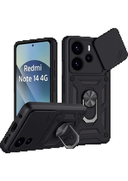 Xiaomi Redmi Note 14 4g Pars Lens Yüzüklü Silikon - SIYAH-(5796) - BI001V-4YG993