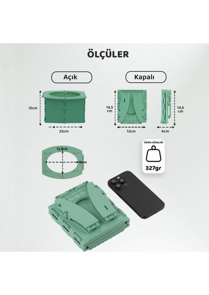 Lazımlık, Portatif Seyahat Tipi Katlanabilir Taşınabilir Çocuk Tuvaleti, Yeşil