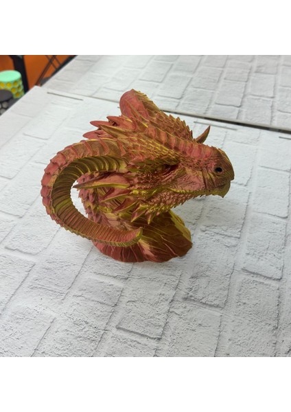 Dekoratif Gold Ejderha Heykeli Koleksiyonluk Fantastik Tasarım - BI001V-4YVOG0