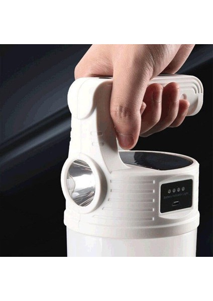 Solar + USB Şarjlı Kamp Feneri- El Feneri | 2000 Lümen, 5 Işık Modu, 360° Aydınlatma, Taşınır Lamba modelleri