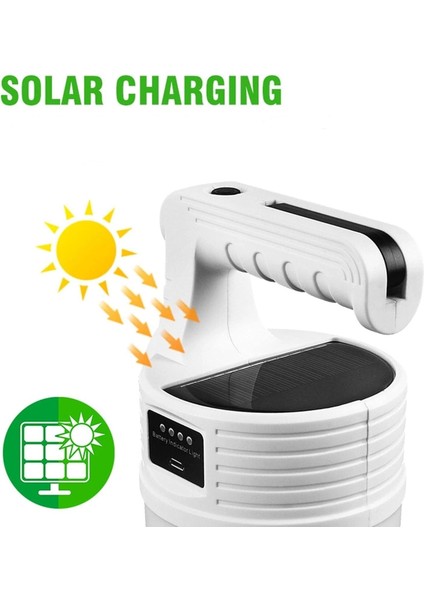 Solar + USB Şarjlı Kamp Feneri- El Feneri | 2000 Lümen, 5 Işık Modu, 360° Aydınlatma, Taşınır Lamba fırsatları