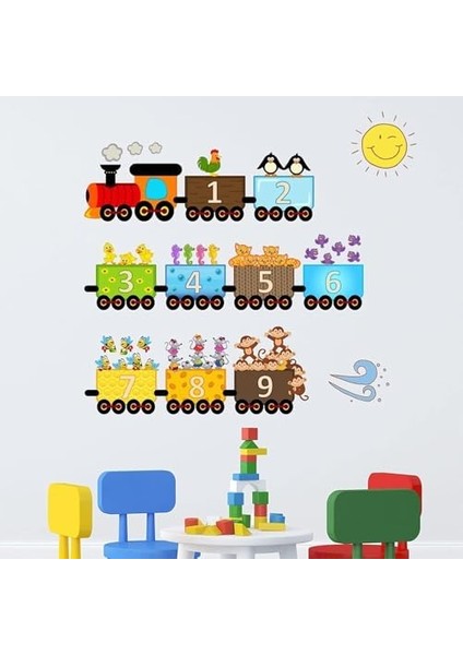 Duvar Çıkartması, Yaratıcı Hayvanlı Numara Treni - 2 Parça, 25 x 35 cm Çıkarılabilir Duvar Stickerları, Yatak Odası, Okul, Çocuk Odası ve Oturma Odası Için fiyatları