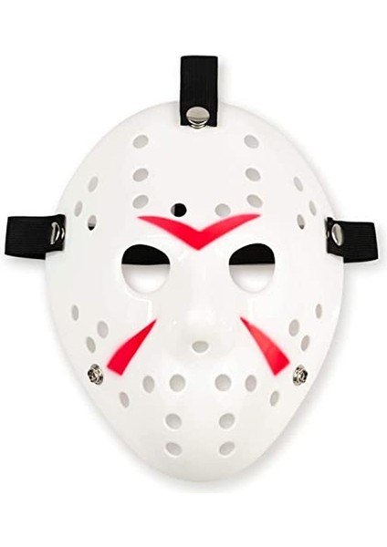 Beyaz Renk Kırmızı Çizgili Tam Yüz Hokey Jason Maskesi Hannibal Maskesi fiyatları