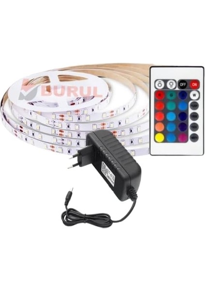 16 Renk Kumandalı Renk Değiştiren Rgb Şerit LED Işık Seti SB-6544 (5 Metre)