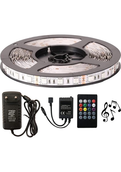 Rgb Şerit LED Tak Çalıştır ve Müziğe Duyarlı Kumanda 5050 3 Çipli Iç Mekan Silikonsuz… (4 Metre) fiyatları
