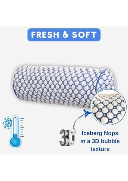 Roller Cooling Yastık, 3D Örgülü ve Nefes Alabilir, Iç Yastıklı, 40X47CM, Oekotex Sertifikalı, Gizli Fermuariı Ile Yıkanabilir, Yenilikçi Soğutma Ipliği Ile Tasarlanmıştır (Mavi)