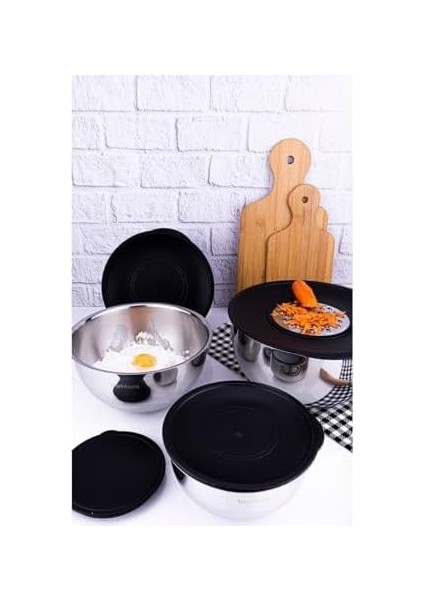 Bambum Rose Steel - 3&apos;lü Metal Karıştırma Kabı modelleri