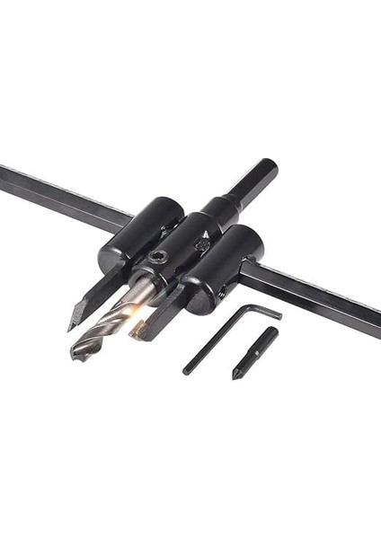 Ayarlanabilir Alçı Panç Delme Aparatı – 2 Bıçaklı Daire Testeresi – 30MM-200MM Delik Açma – Matkap Ucu ve Anahtar Dahil