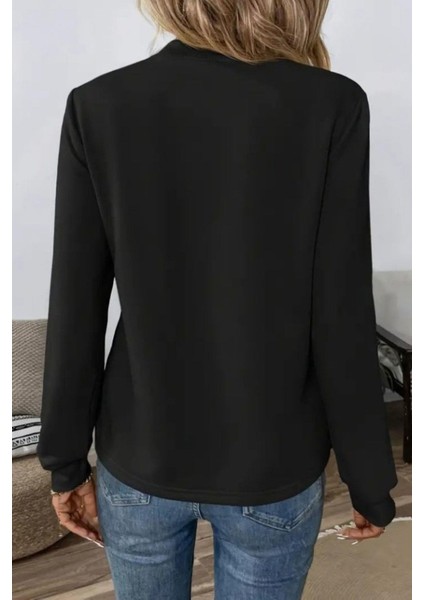 Bağlama Detaylı Viskon Iki Iplik Bluz - Siyah modelleri