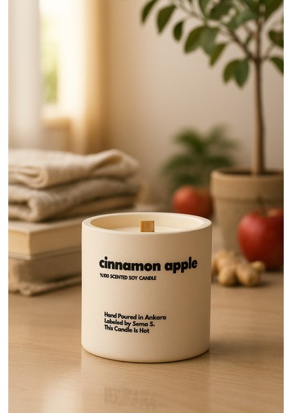 : Cinnamon Apple : Modern Beyaz Beton Mum (Elma, Tarçın) fiyatları
