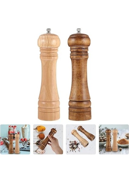 Ahşap Karabiber Değirmeni: Manuel Tuz Öğütücü, Doldurulabilir Çalkalayıcı, Baharat Pişirme ve Servis Için Ideal (17 Cm)