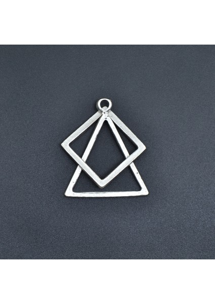 Üçgen Kare Geometrik Gümüş Kaplama Kolye Ucu