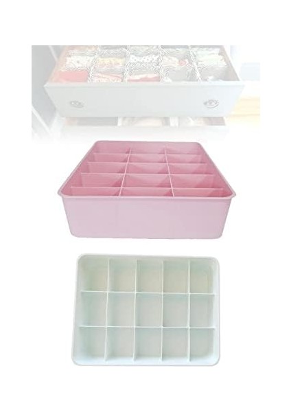 Kapaksız Dolap Içi 15 Bölmeli Çekmece Düzenleyici Plastik Hobi Kutusu Takı Makyaj Saklama Kabı Organizer (Beyaz)