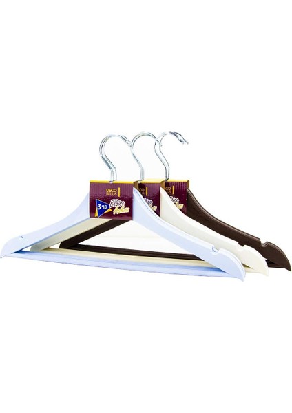 3&apos;lü Ahşap Görünümlü Plastik Askı, 44 x 23 x 3 cm fiyatları