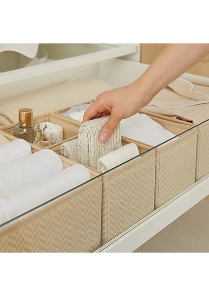 6&apos;lı Bej Çekmece Içi Düzenleyici Kutu 2 Adet 28 x 28 x 13/2 Adet 28 x 13 x 13/2 Adet 14 x 14 x 13 cm modelleri