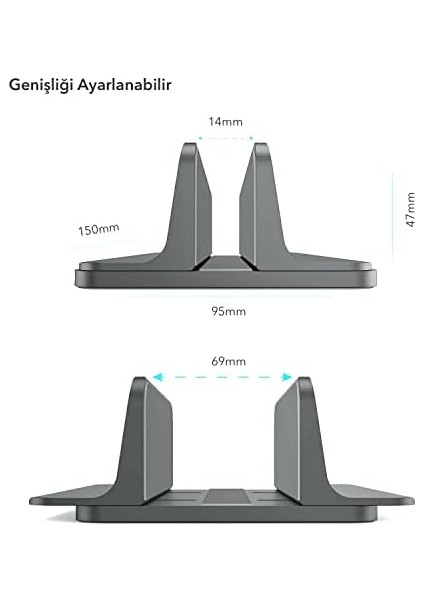 > N17 Dikey Genişliği Ayarlı Laptop Standı Space Gray