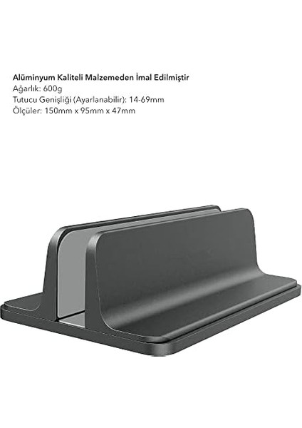 > N17 Dikey Genişliği Ayarlı Laptop Standı Space Gray fiyatları