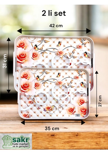 Tepsi Plastik Büyük Küçük Boy Ikili Tepsi Çay Kahve Tepsi sunum tepsisi