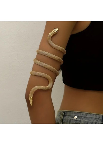 Çok Amaçlı Yılan Figürlü Vücut, Kol, Boyun ve Saç Aksesuarı - Gold Renk fırsatları