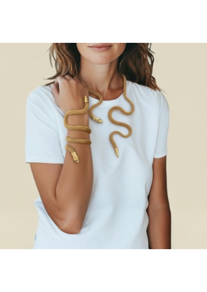 Çok Amaçlı Yılan Figürlü Vücut, Kol, Boyun ve Saç Aksesuarı - Gold Renk indirimleri