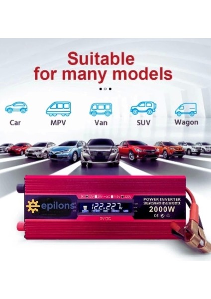 12 V 2000 W Modifiye Sinüs Inverter 220V Dijital Göstergeli- Taşınabilir Güç Kaynağı fırsatları