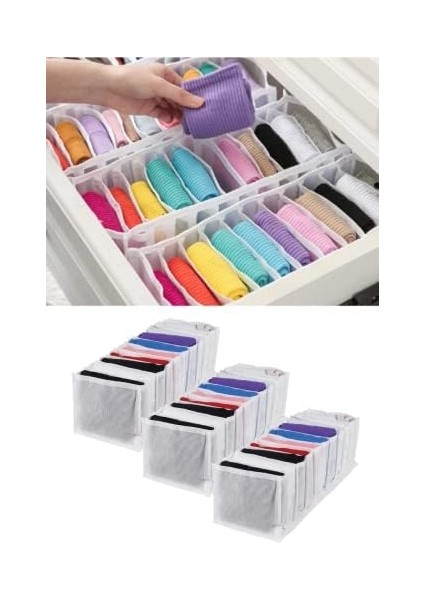 Çekmece Içi Akordiyon Bölmeli Bez Düzenleyici Organizer, 10 Gözlü Kumaş Katlanabilir (2)