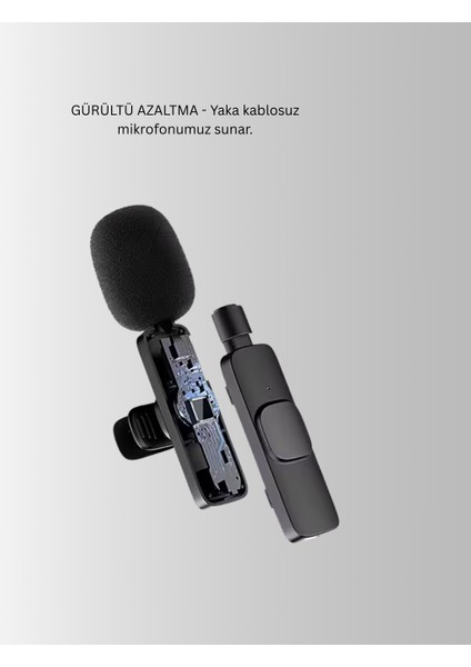 iPhone Uyumlu Çift Mikrofonlu Kablosuz Yaka Seti Profesyonel Ses - ME001W-51S1Z9 fırsatları