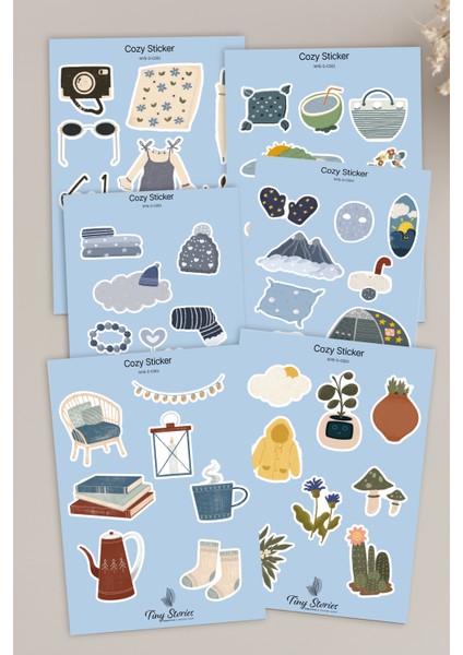 Cozy Temalı Sticker Seti - 6 Adet / Ajanda, Defter,bullet Journal,scrapbook