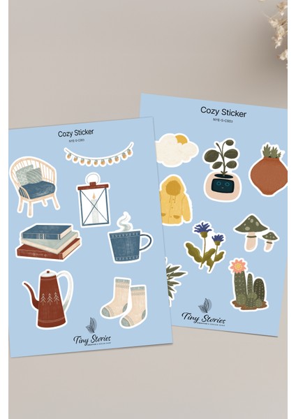 Cozy Temalı Sticker Seti - 6 Adet / Ajanda, Defter,bullet Journal,scrapbook modelleri